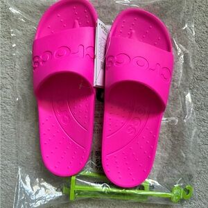CROCS Bright Pink Slide Sandals